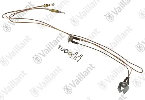 Temperaturbegrenzer mit Thermoelement, Teil eines Vaillant Heizsystems. Enthält mehrere Verbindungselemente und Klemmen zur Installation.
